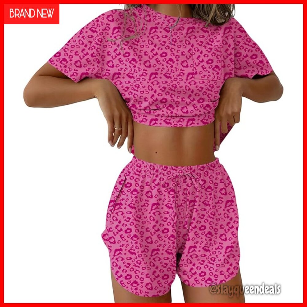 Large Polyester Pajama Set Sexy Side Split Shorts… - image 1